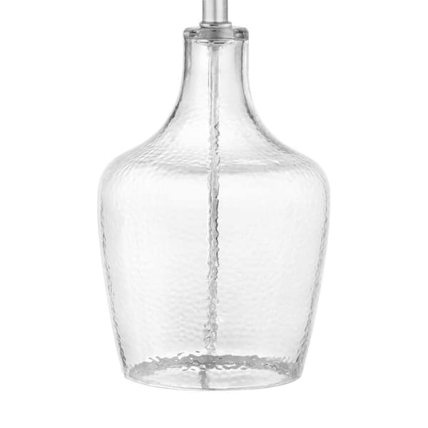 17.5 in. Clear Glass Table Lamp with Beige Fabric Shade