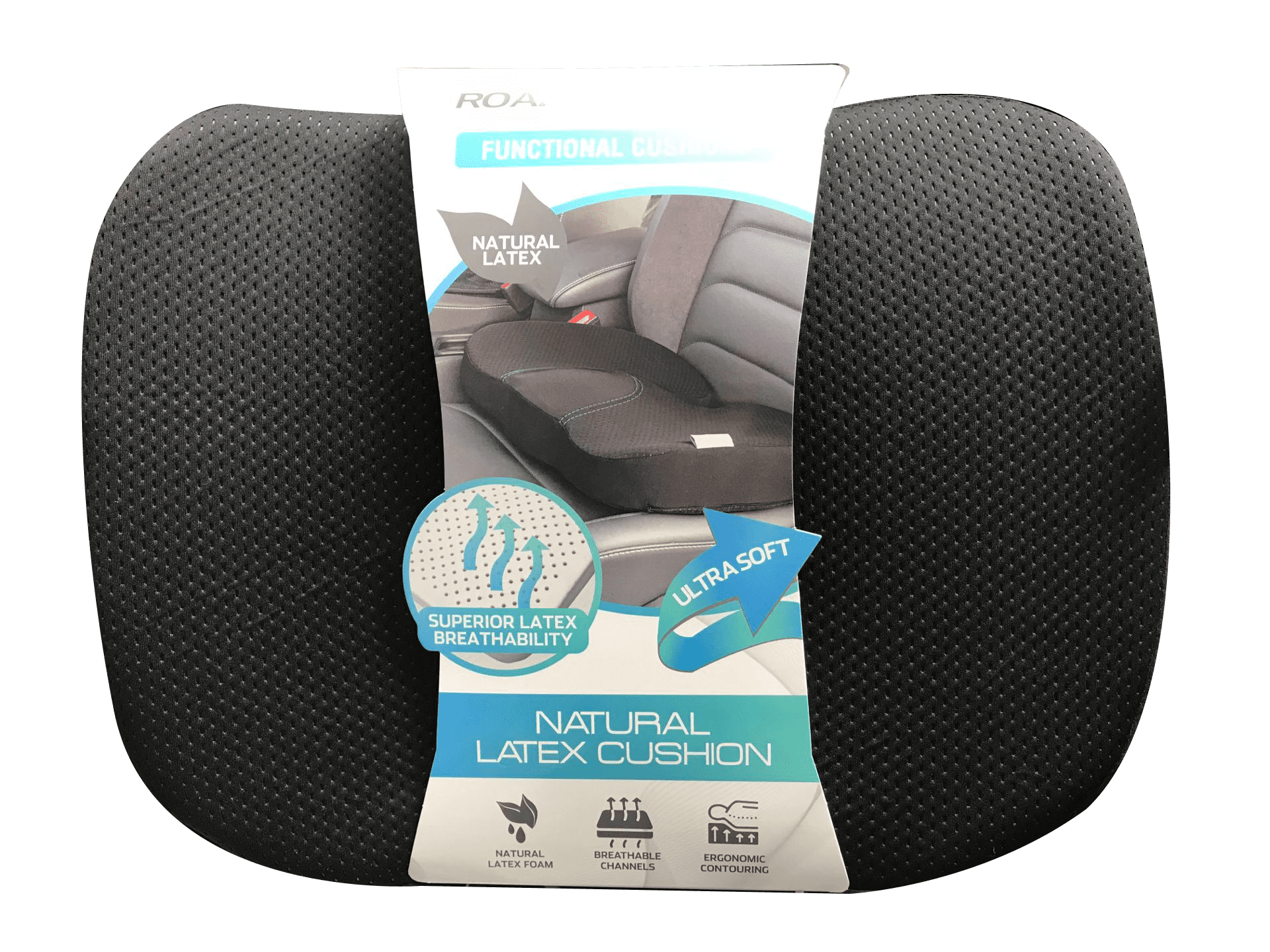 Auto Drive Seat Cushion Natural Latex Black Universal Fit, 1 Piece