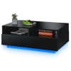 Hommpa Coffee Table with 4 Drawers LED Center Table Sofa Side Tea Tables Black High Gloss Finish