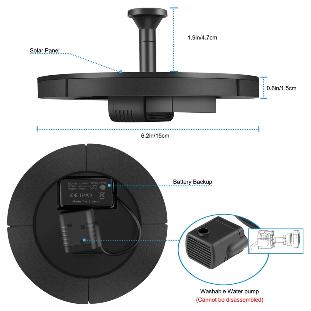 Hmount Deeroll New Solar Power Water Fountain Pump Bird Fountain Water Floating Fountain Pond Garden Patio Decor Lawn Decoration