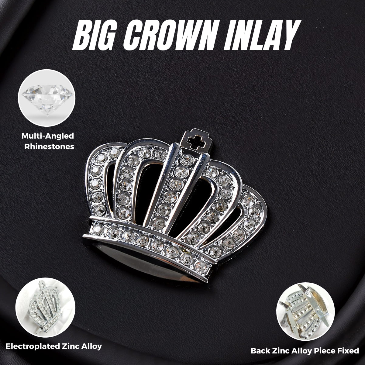 Carshaping Universal Full Surrounded Bling Diamond Crown Soft Leather Front 1PC Car Seat Covers