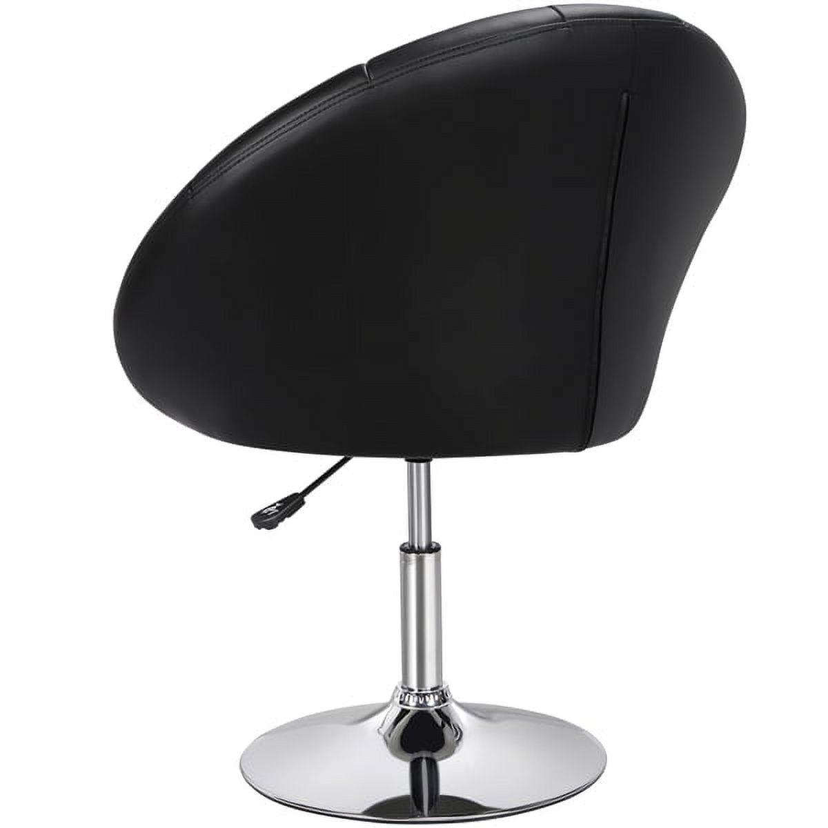 Alden Design Modern Tufted Adjustable Barrel Swivel Accent Chair, Black Faux Leather