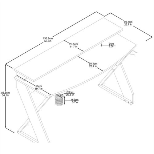 NTense Xtreme Gaming Desk with Riser in White