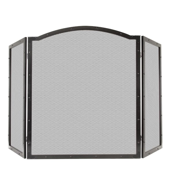 Fortna 3-Panel Fireplace Screen in Antique Black