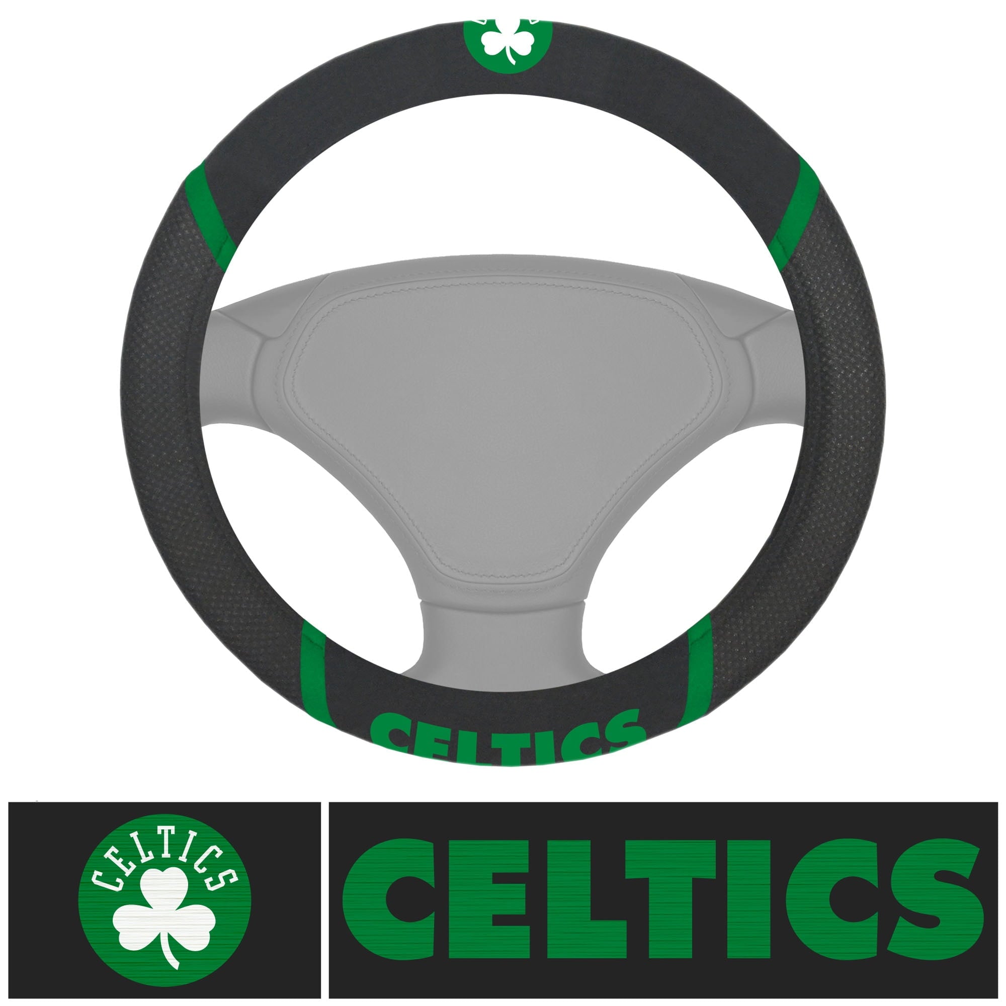 Fanmats 14841 Boston Celtics Embroidered Steering Wheel Cover