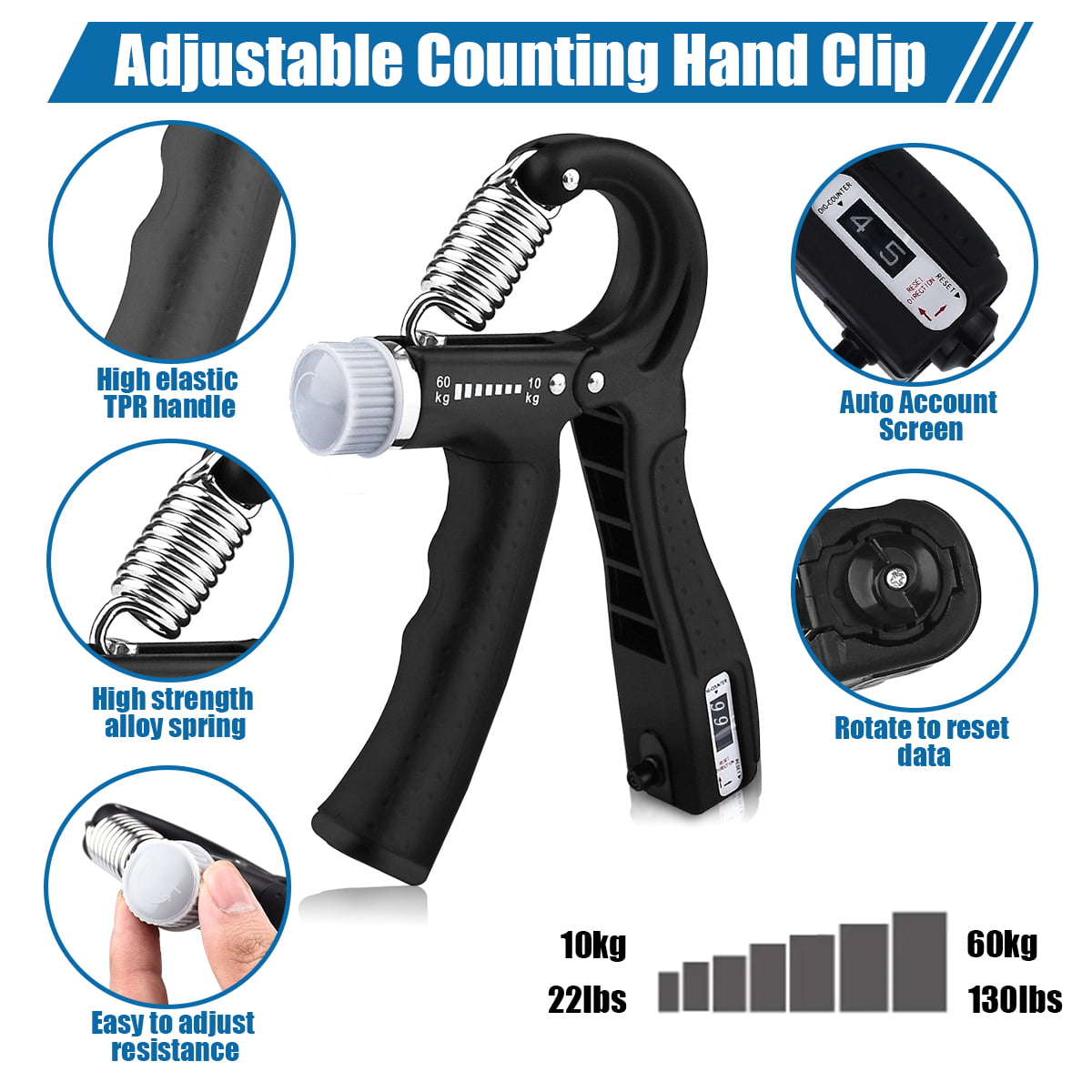 WeluvFit Hand Grip Strengthener Workout Kit (8 Pack) Forearm Grip Adjustable Resistance Hand Gripper, Finger Exerciser, Finger Stretcher, Grip Ring & Stress Relief Grip Ball for Athletes