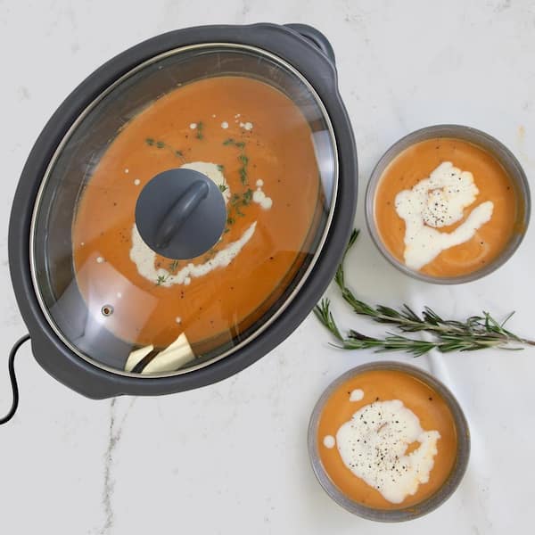 Kenmore 5 qt (4.7L) Slow Cooker, Black and Grey, Compact Countertop Cooking, Simple Dial Control