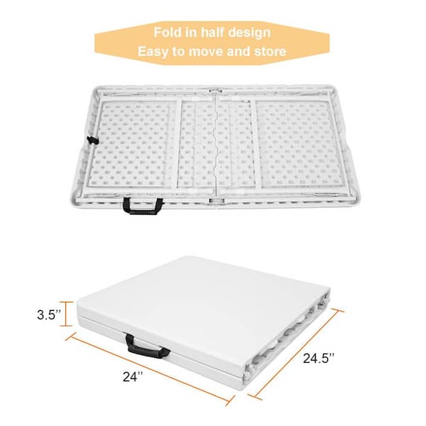 4 ft. Multi-purpose Outdoor Folding Casual Picnic Table Game Party Table, White
