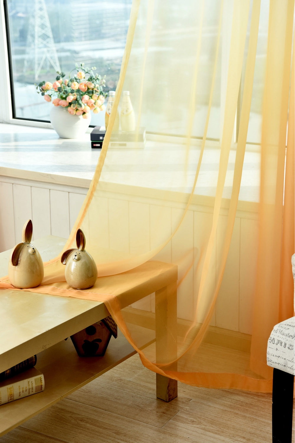 JeashCHAT Gradient Color Sheer Curtain Clearance, Tulle Door Window Curtain Valances, Rod Pocket Drapes for Living Room Bedroom Window Treatments Yard Patio