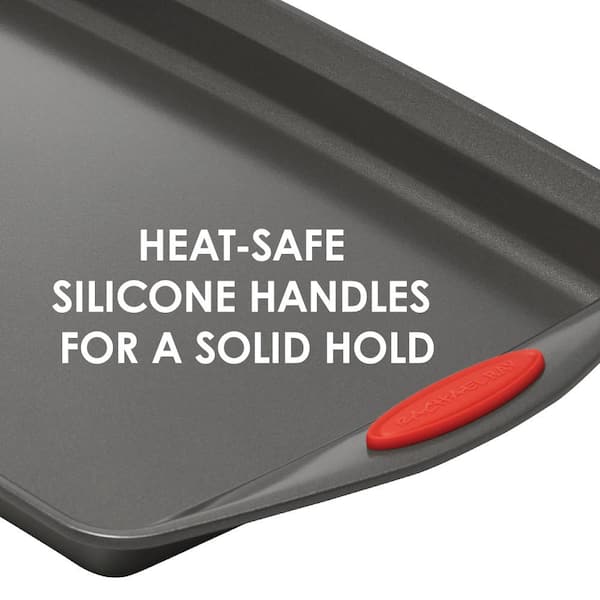 Nonstick Bakeware Oven Lovin Springform Pan, 9-Inch, Gray with Red Grips