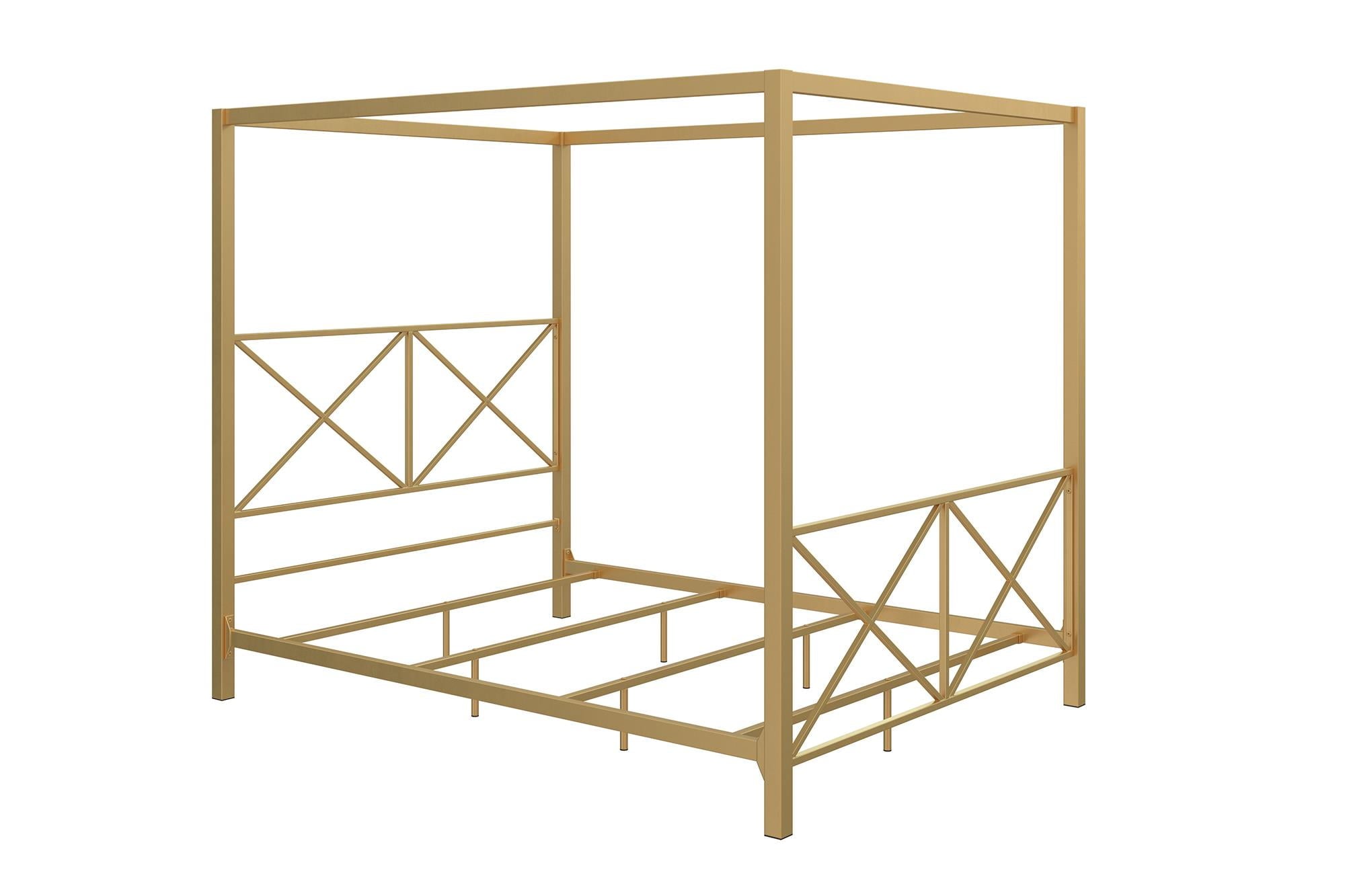DHP Rosedale Metal Canopy Poster Bed Frame, Queen, Gold