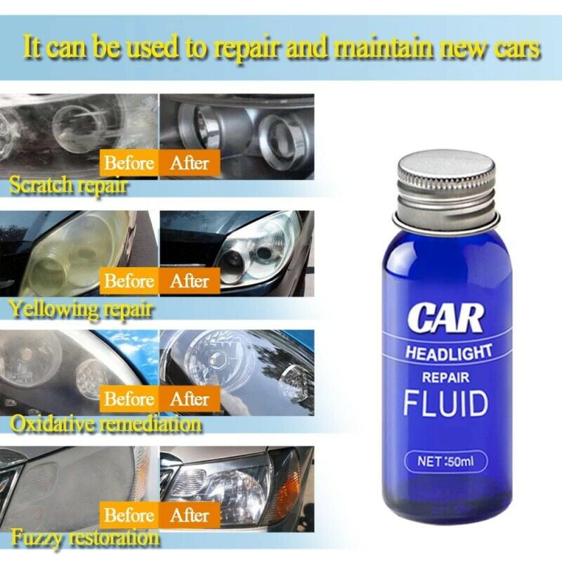 Headlight Lens Restoration System Repair Kit Car Plastic Light Polishing Cleaner 30ml