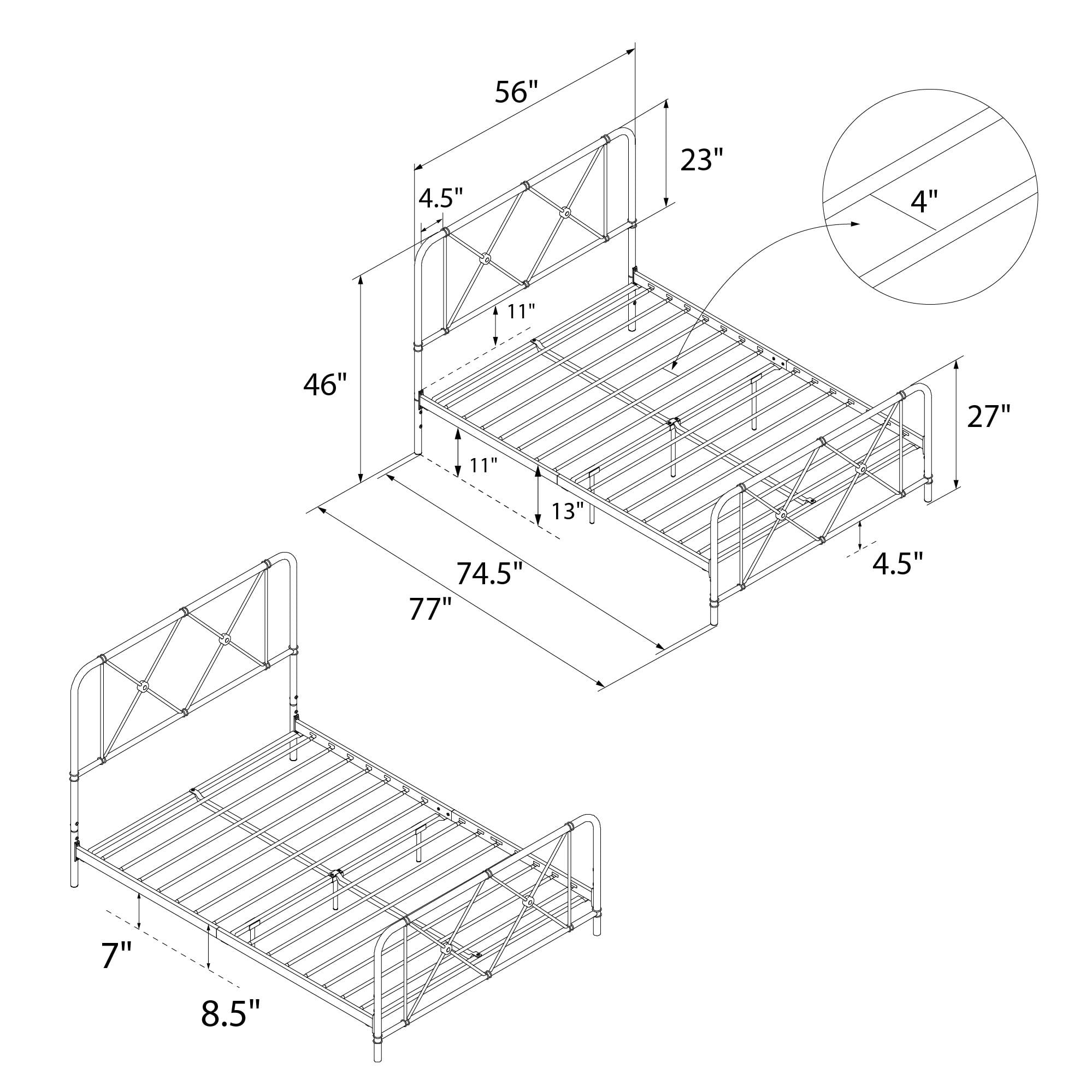 DHP Ally Metal Farmhouse Bed, Full, White