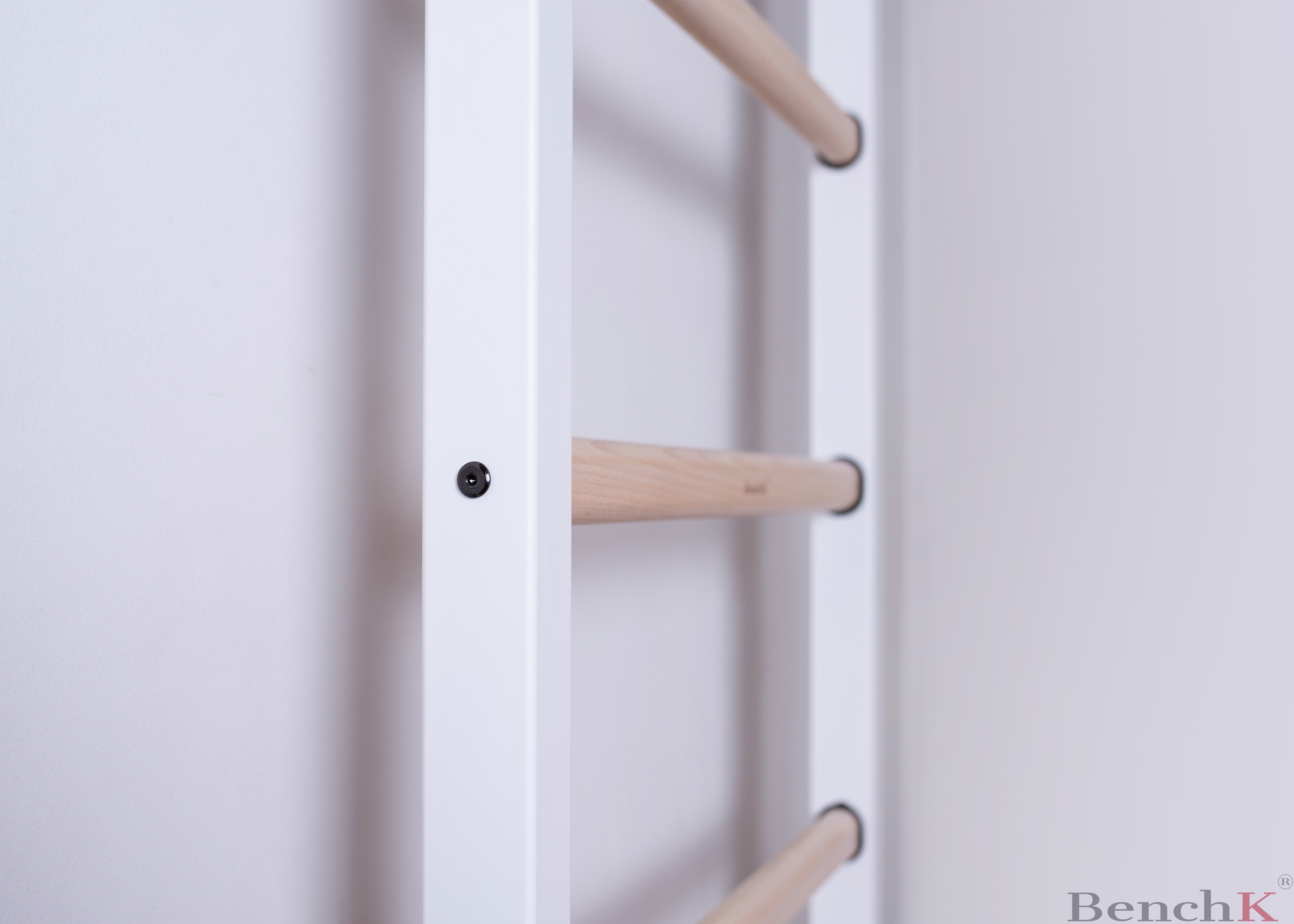 BenchK 721 White - Stall Bar for Physical Therapy and Rehabilitation with fixed steel 6-grip pull-up bar