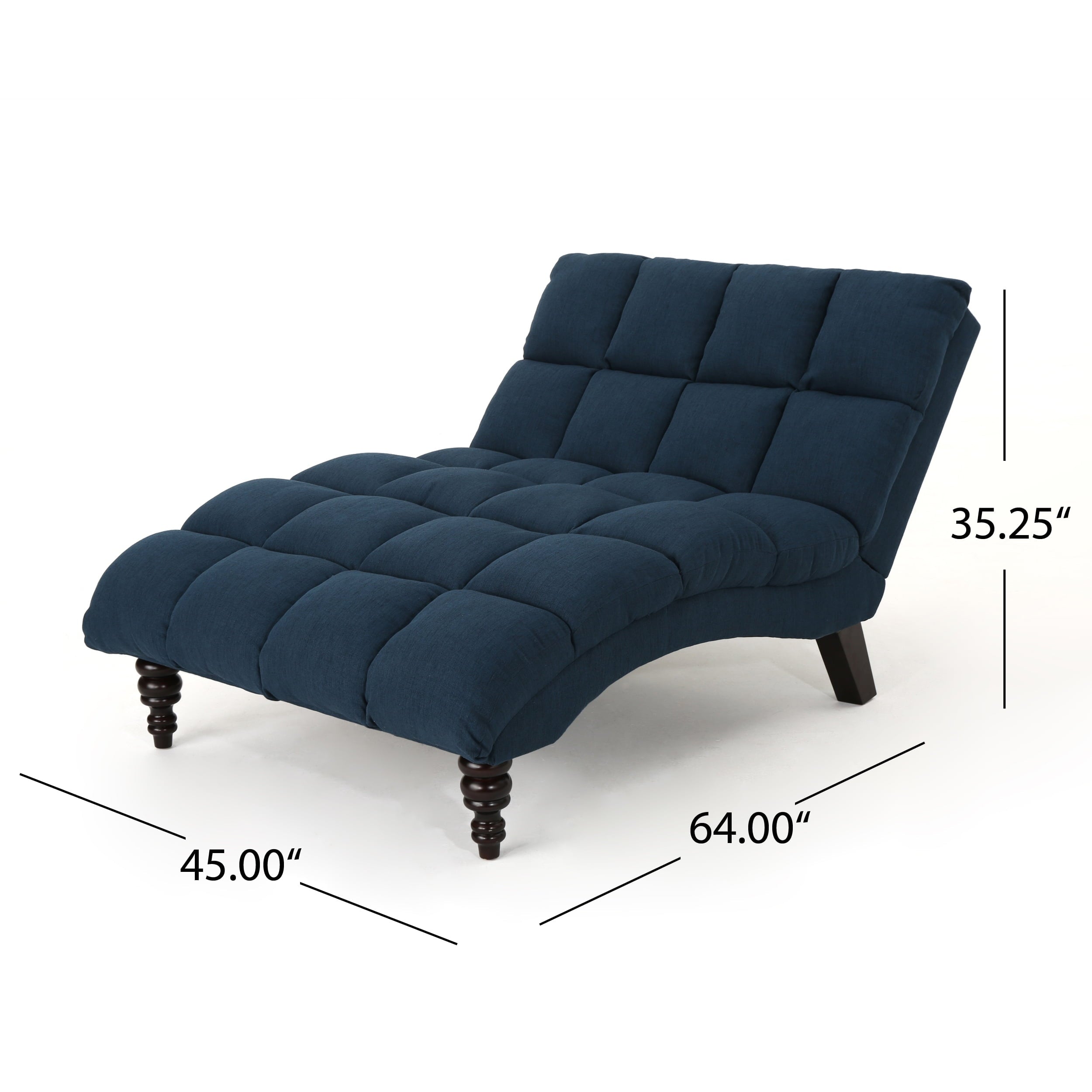 Olympia Traditional Tufted Fabric Double Chaise, Navy Blue