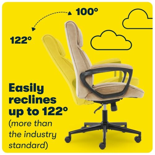 Serta Hannah Microfiber Office Chair with Headrest Pillow Plush Beige