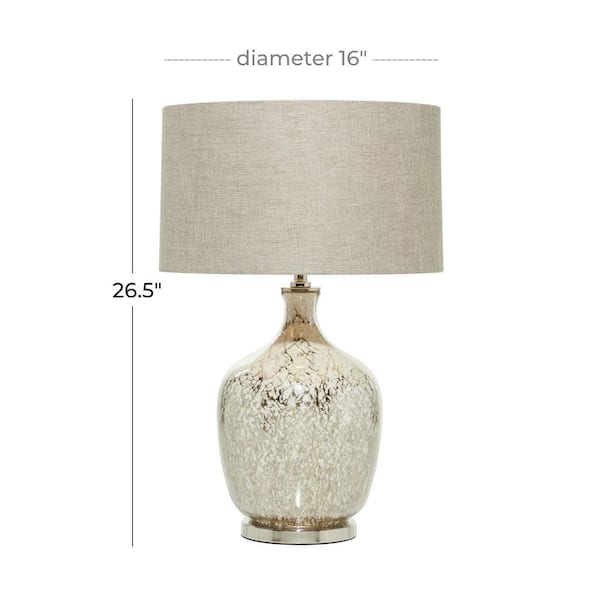 27 in. Silver Glass Task and Reading Table Lamp with Faux Mercury Glass Finish