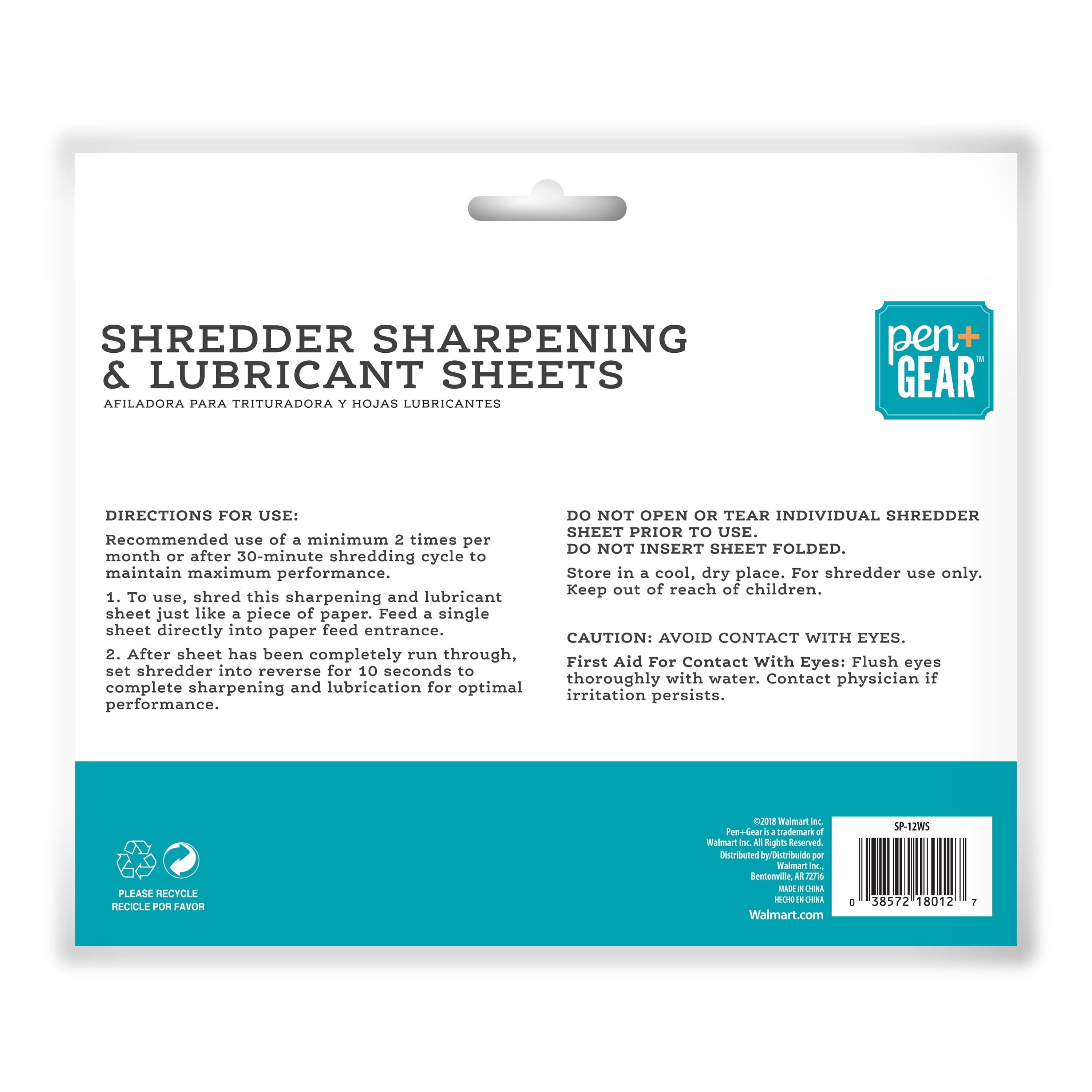 Pen + Gear Self-Lubricating Shredder Sheets, 12 count