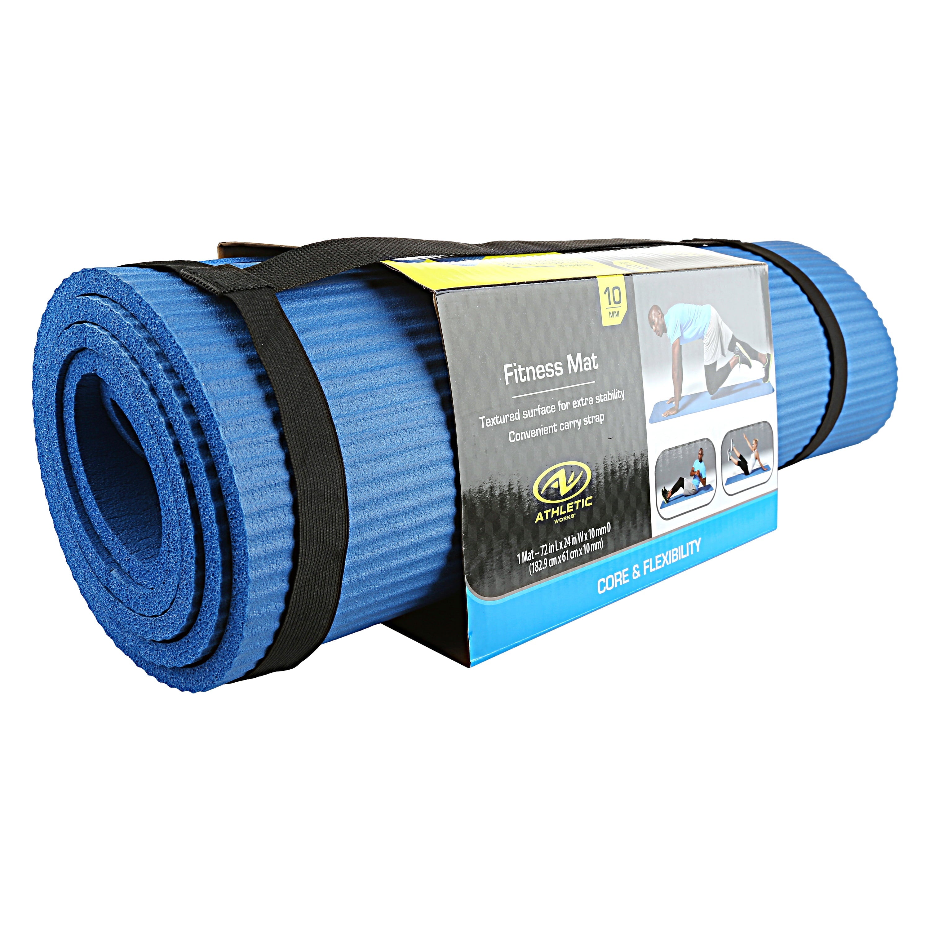 Athletic Works Fitness Mat, Blue, 10mm, NBR