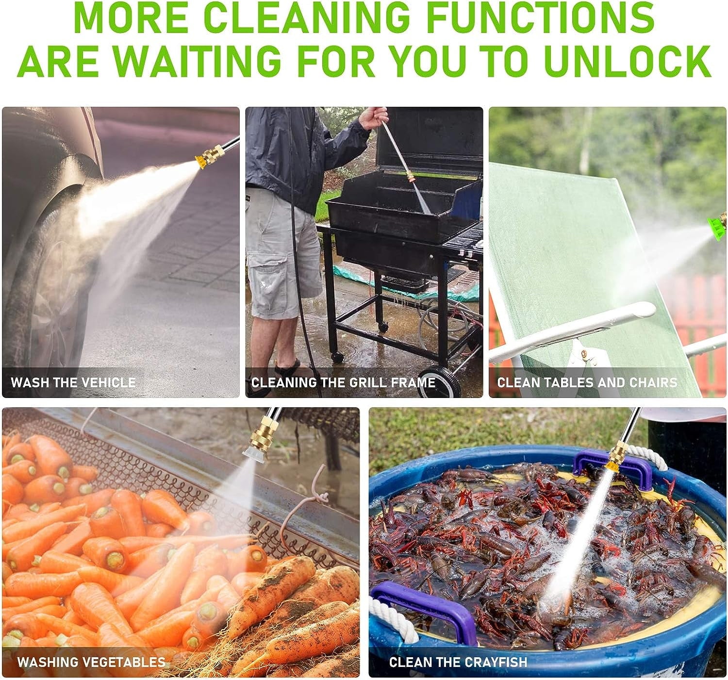 2.7GPM Electric Pressure Washer Power Washer 1800W High Pressure Washer Cleaner Machine with 4 Changeable Nozzle & Hose Reel, Best for Cleaning Patio, Garden,Yard (Green)