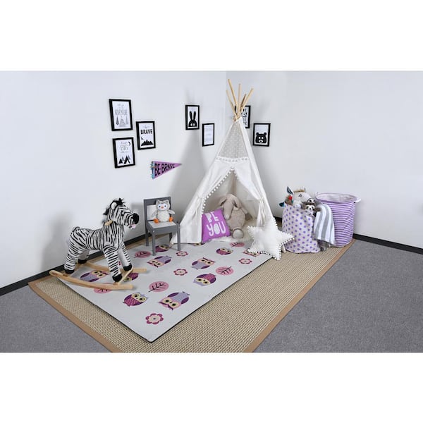 Reversible Owls/Purple Children's Designer 24 in. x 24 in. x 0.47 in. Foam Mats (4-Pack)