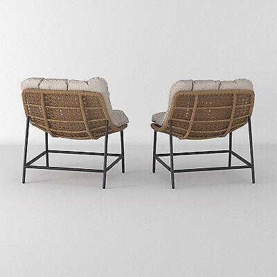 2pk Papasan Scoop Outdoor Patio Chair - Natural - Saracina Home
