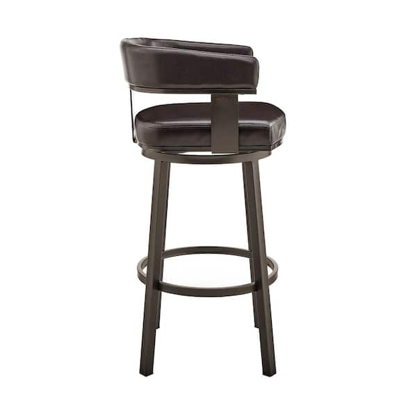 Cohen 26 in. Counter Height Low Back Swivel Bar Stool in Java Brown and Chocolate Faux Leather