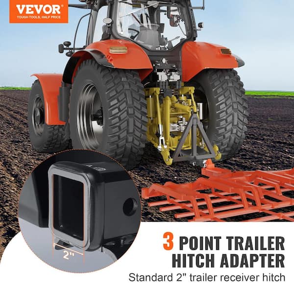 3 Point Hitch Receiver 2 in. Receiver Trailer Hitch Category 1 Tractor Tow Drawbar Adapter for Trailers Farm Equipment