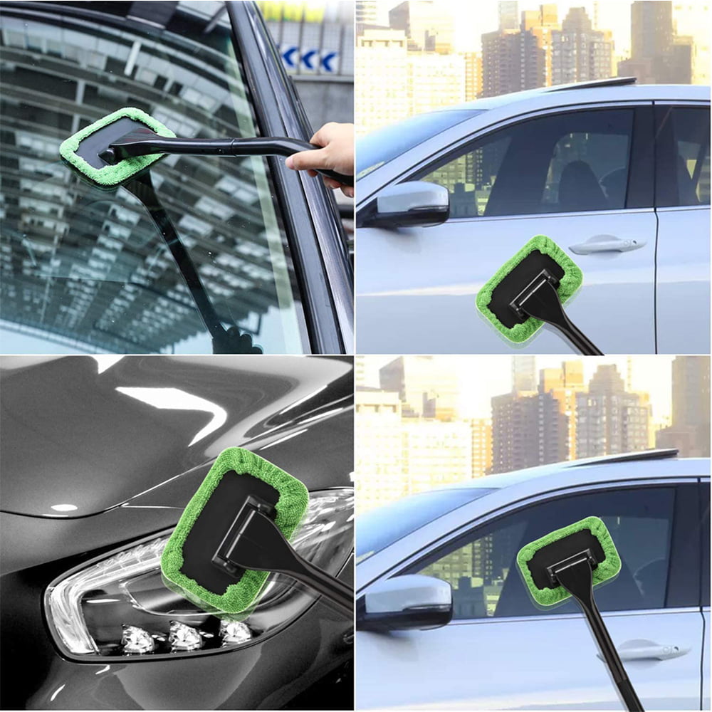 Windshield Cleaner, Microfiber Car Window Cleaner Microfiber Pads Inside Glass Wiper Kit