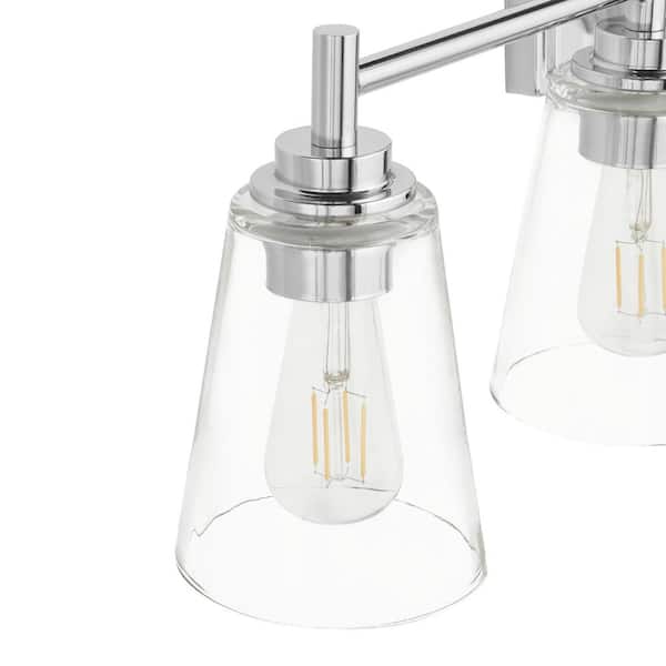 Wakefield 31 in. 4-Light Chrome Modern Vanity with Clear Glass Shades