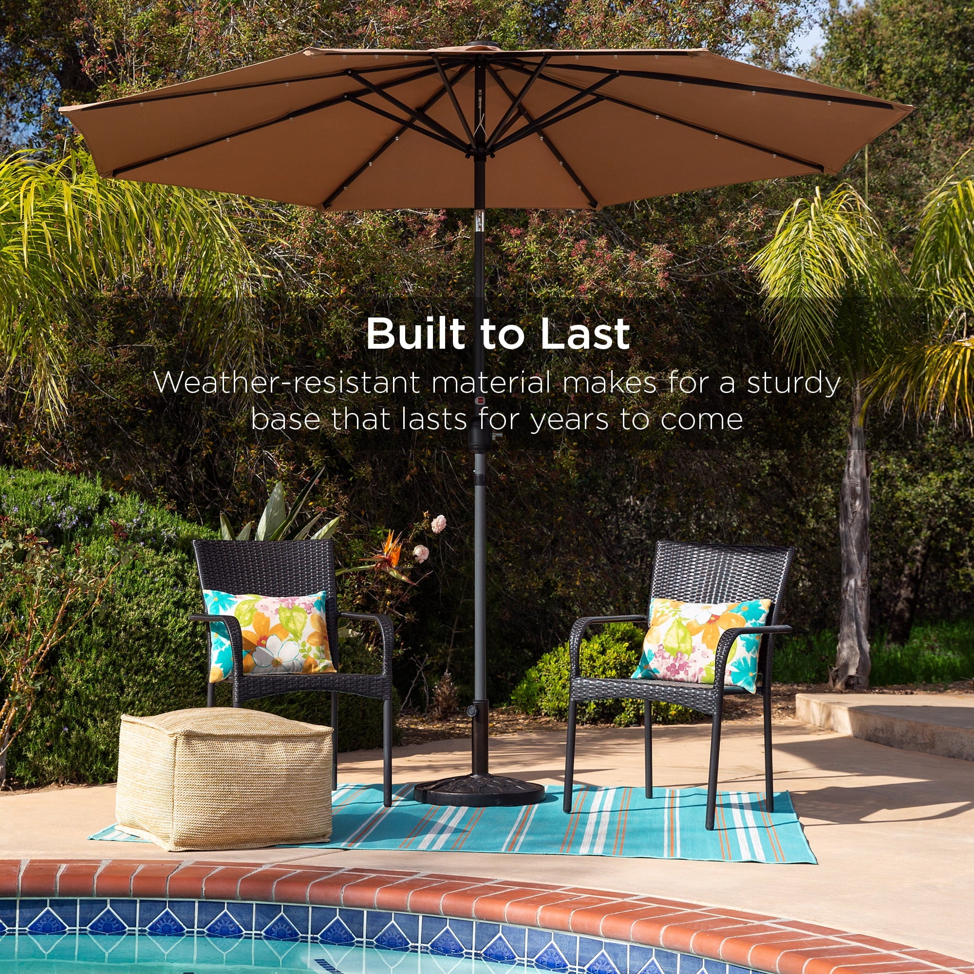 Best Choice Products 18in Round Heavy-Duty Steel Patio Umbrella Base Stand w/ Rust-Resistant Finish - Bronze