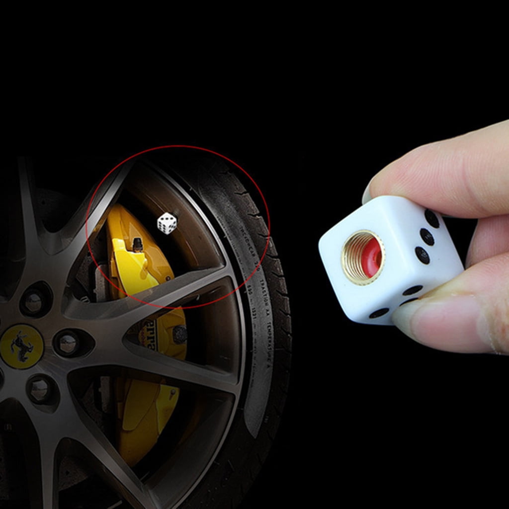 4pcs Dice Shape Car Truck Wheel Tire Air Valve Stem Cover Dust Cap