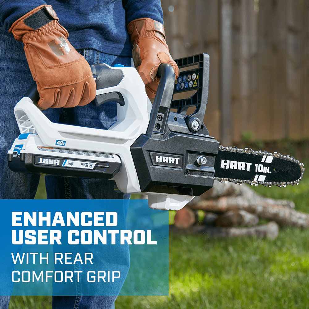 HART 40-Volt 10-Inch Battery-Powered Chainsaw Kit, (1) 2.5 Ah Lithium-Ion Battery