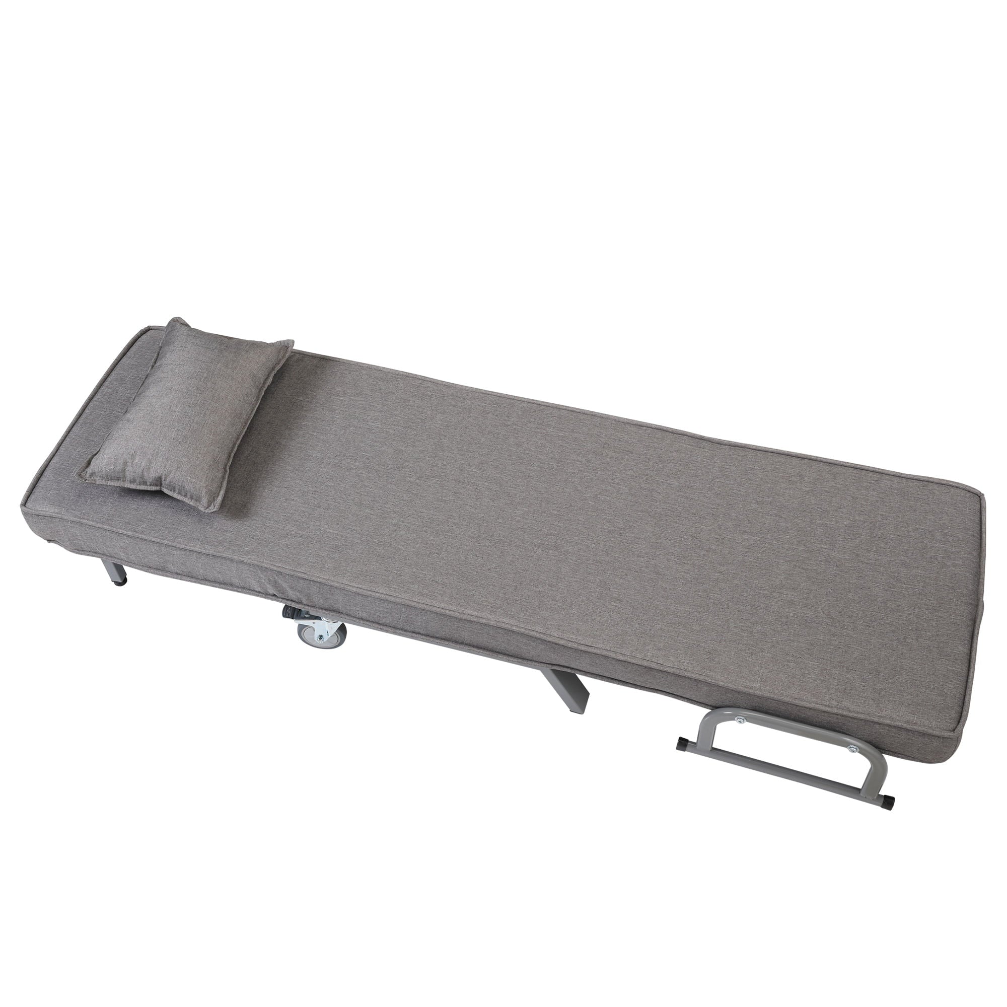 Jaxpety Convertible Sofa Bed Sleeper Arm Chiar, 6-Position Folding Lounge Leisure Recliner W/ Pillow, Gray