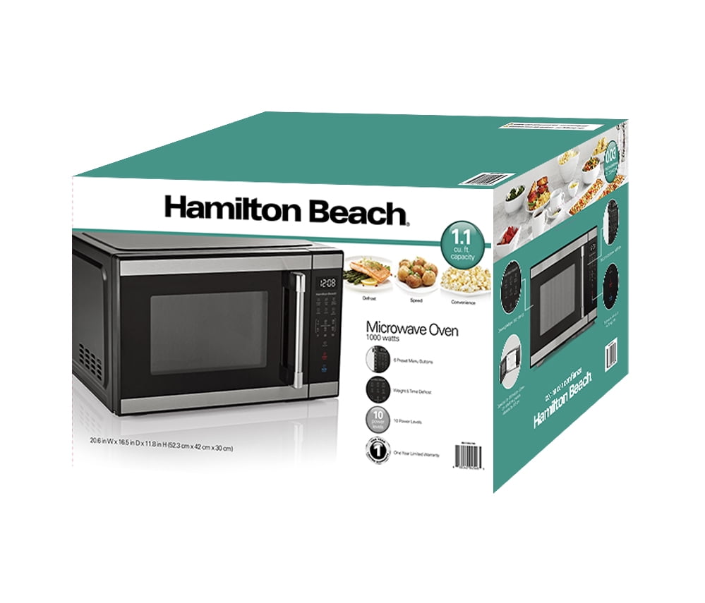 Hamilton Beach 1.1 cu ft Countertop Microwave Oven in Stainless Steel