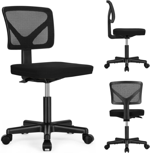 Sweetcrispy Desk Chair, Armless Office Chair, Computer Chair, Small Home Office