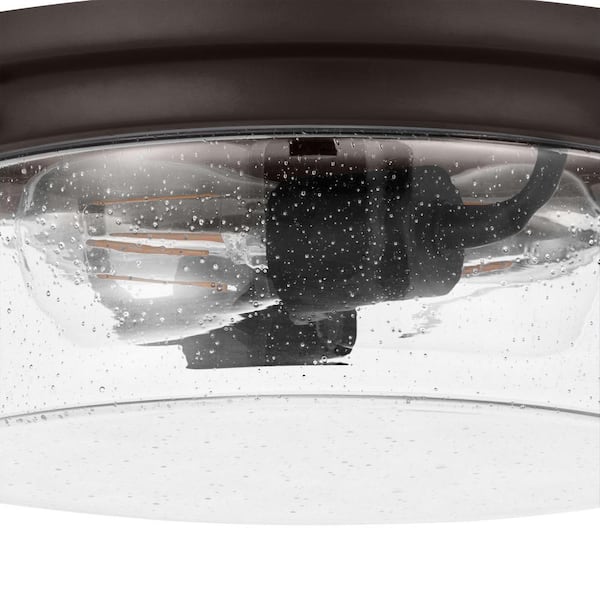 Silveroak 13 in. 2-Light Oil Rubbed Bronze Round Flush Mount Ceiling Light