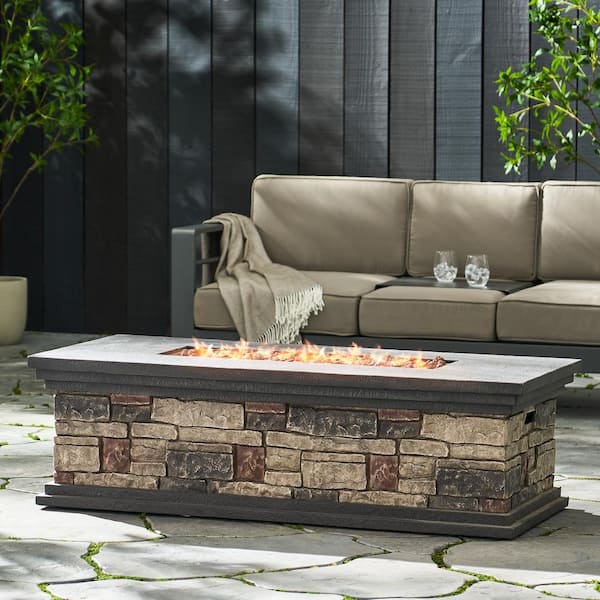 Fox Stone Rectangular Stone Fire Pit (No Tank Holder)