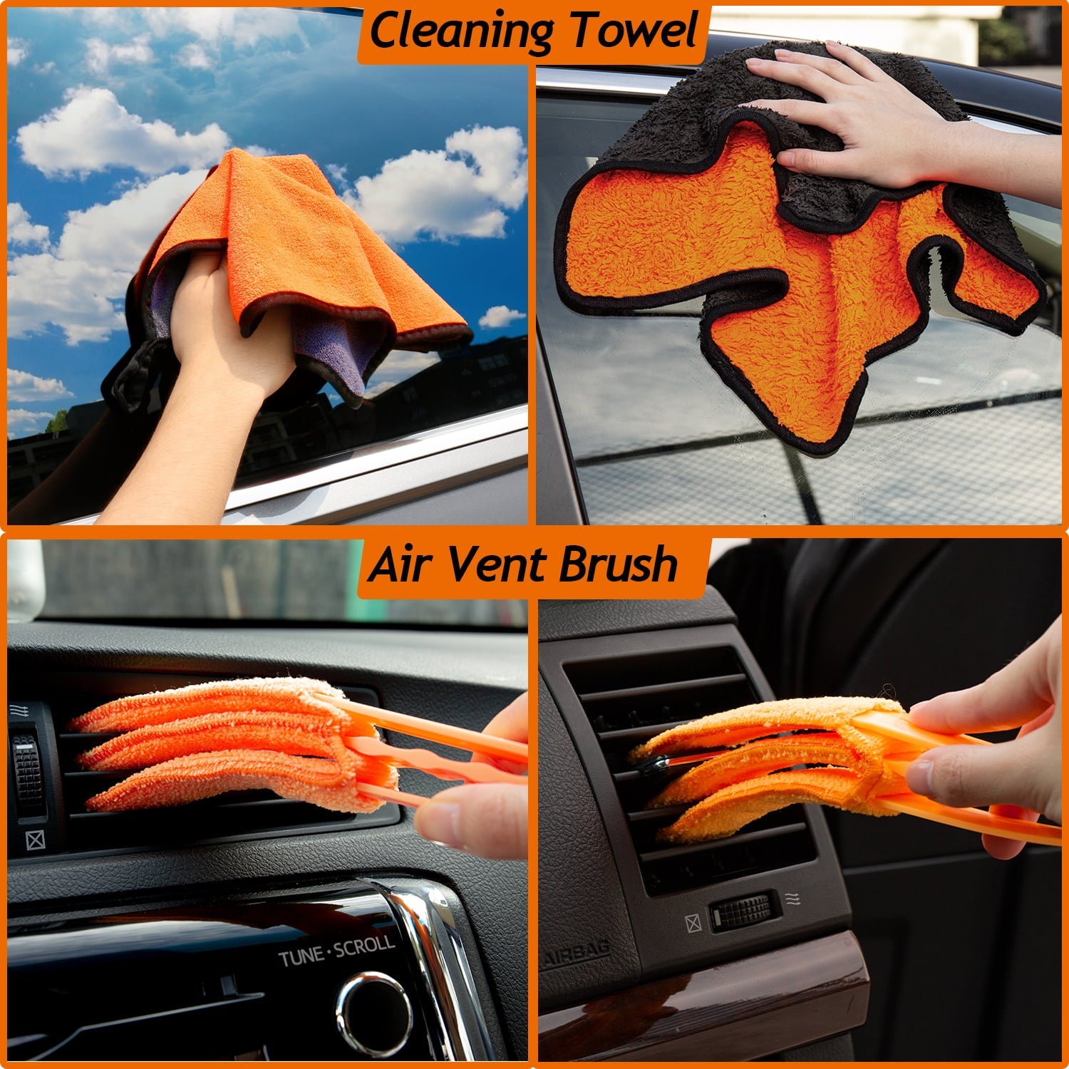 THINKWORK Car Duster Interior Kit, Car Cleaner Set Made by THINKWORK TW6068 (Orange)