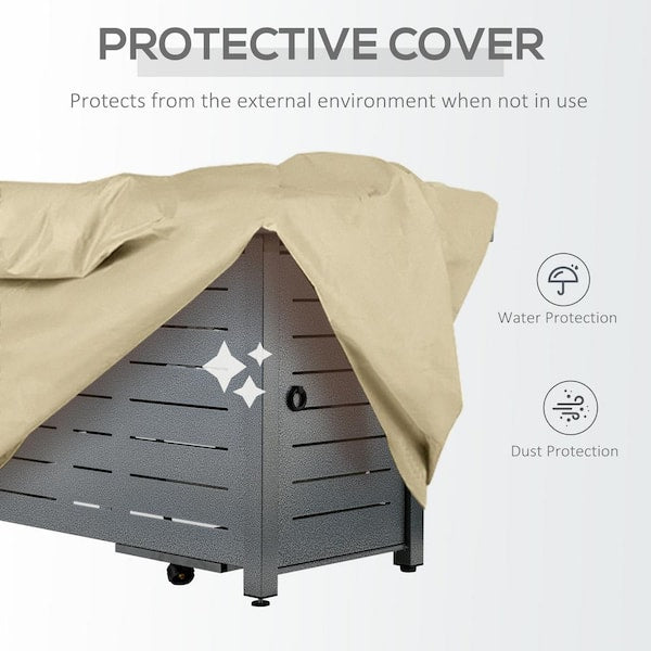 Black Metal Propane Gas Fire Pit Table with Protective Cover, Lid and Red Lava Rocks