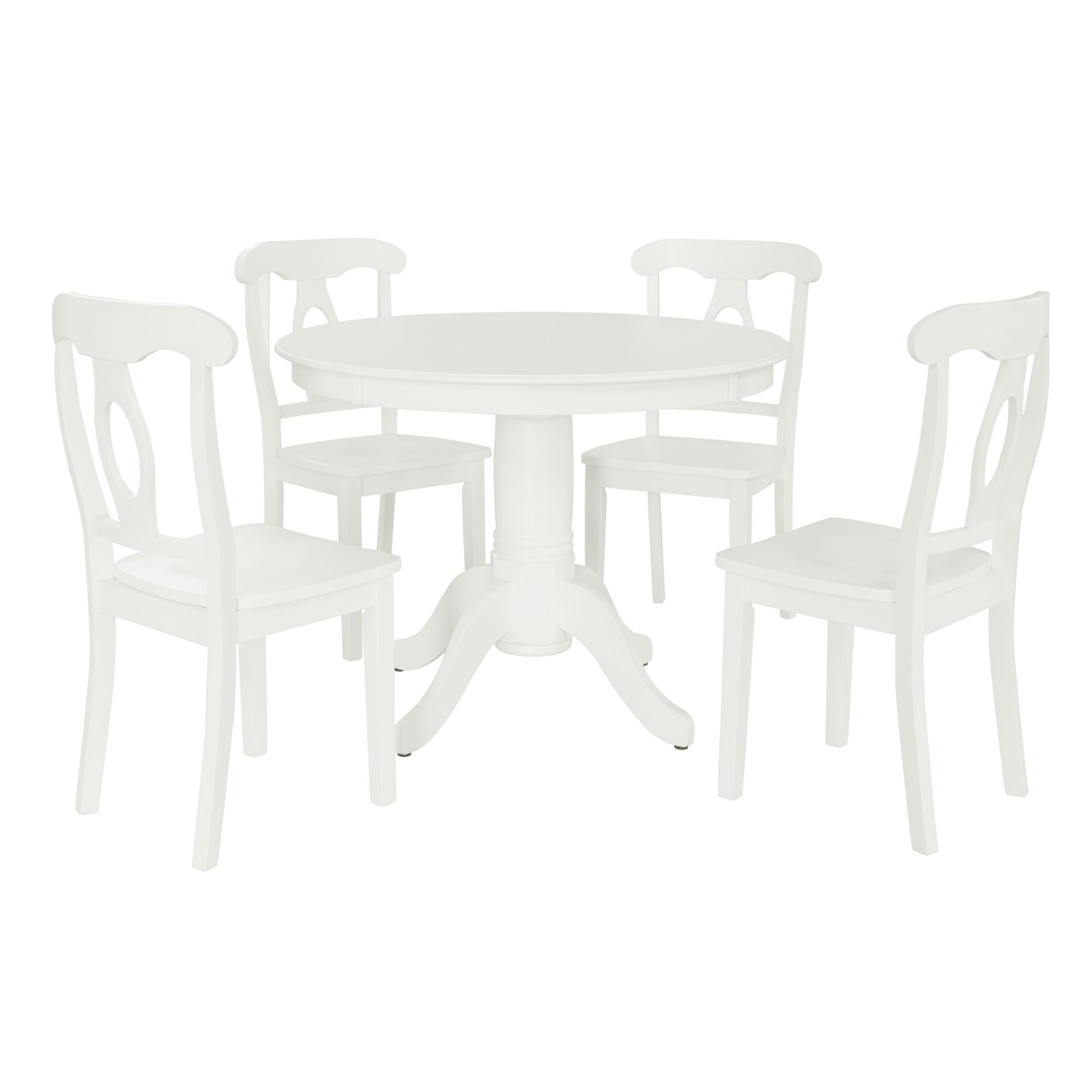 DHP Aubrey 5-Piece Traditional Pedestal Dining Set, White