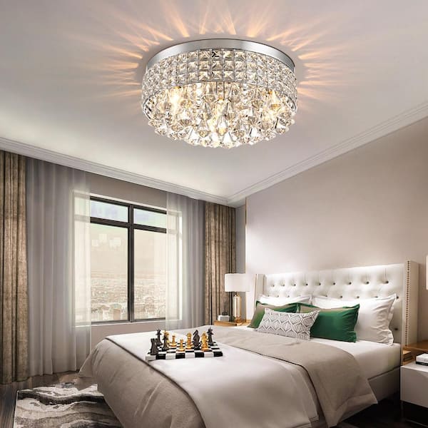 Jackson 4-Light 15 in. Chrome Flush Mount With Crystal