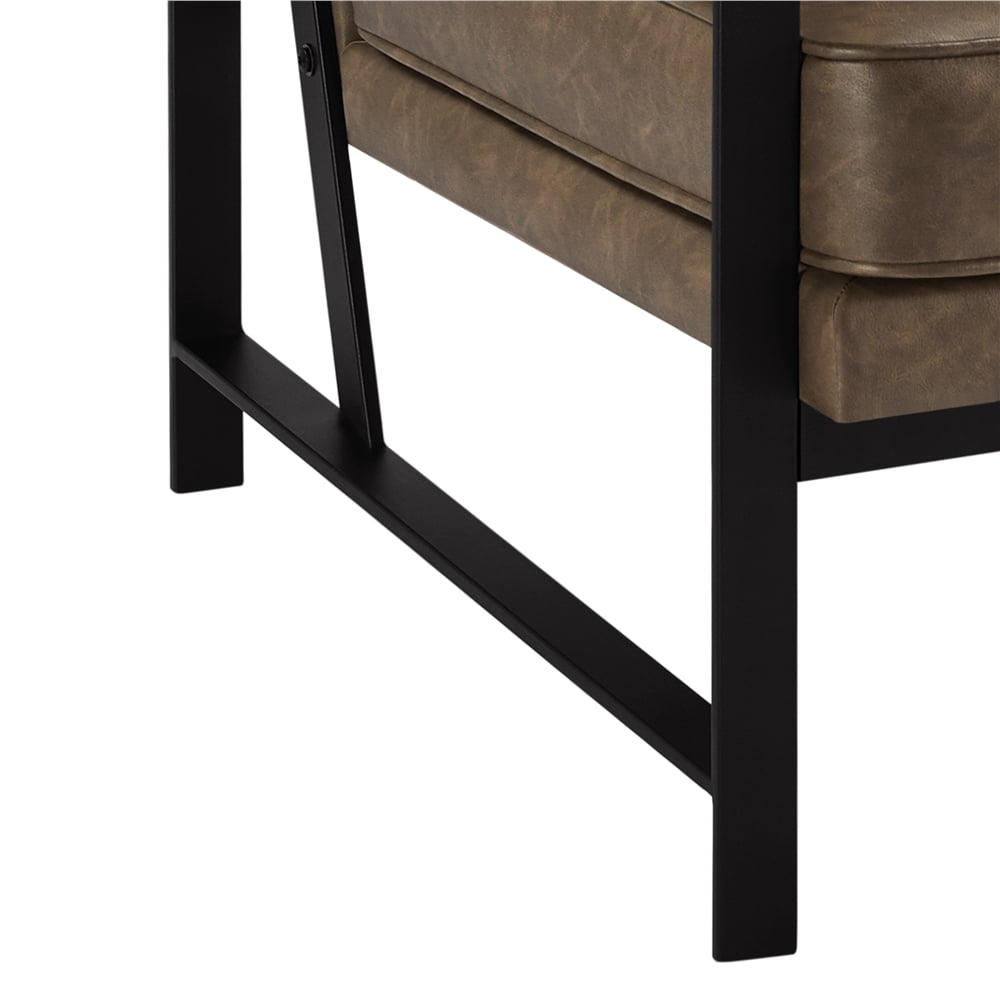Topeakmart Upholstered Faux Leather Lounge Chair Accent Chair with Metal Arms, Brown