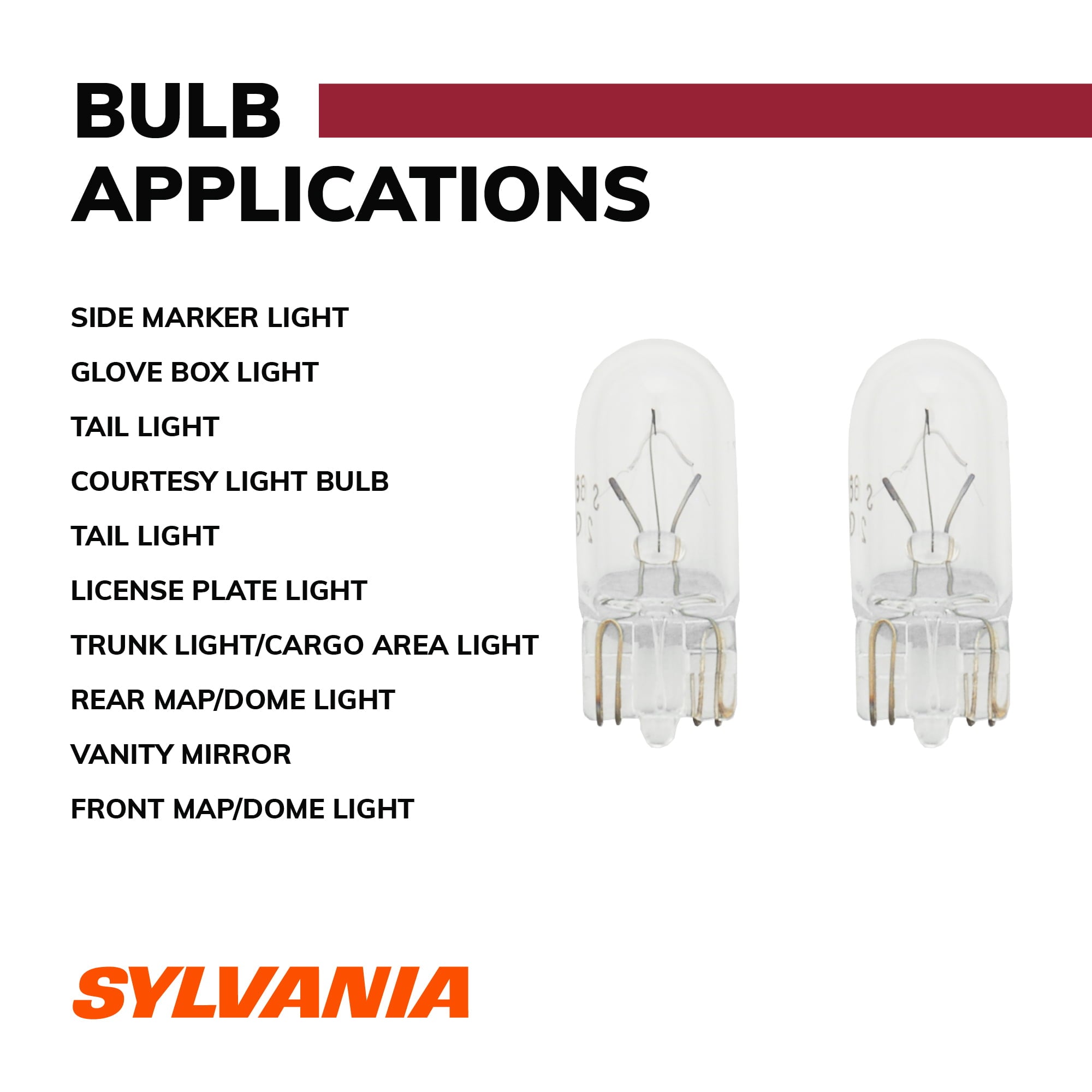Sylvania 194 Long Life Automotive Mini Bulb, Pack of 2