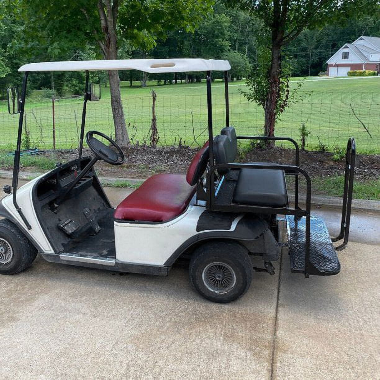 Kojem Black Flip Folding Rear Back Seat Kit & Safety Grab Bar Compatible with 1995-Up EZGO TXT Golf Cart