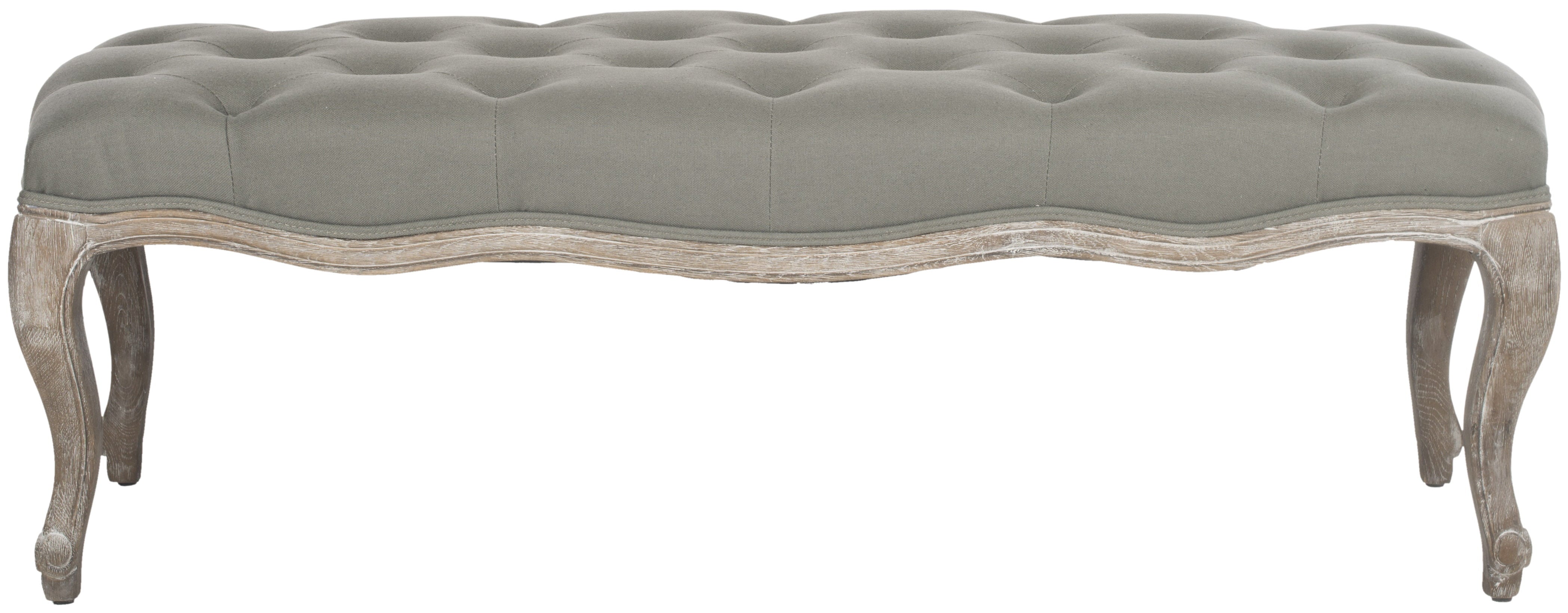 SAFAVIEH Ramsey Traditional Glam Tufted Bench, Sea Mist