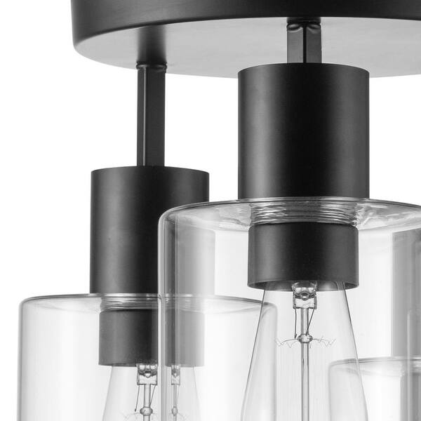 Sutton Place 14 in. 3-Light Matte Black Flush Mount, Farmhouse Ceiling Light