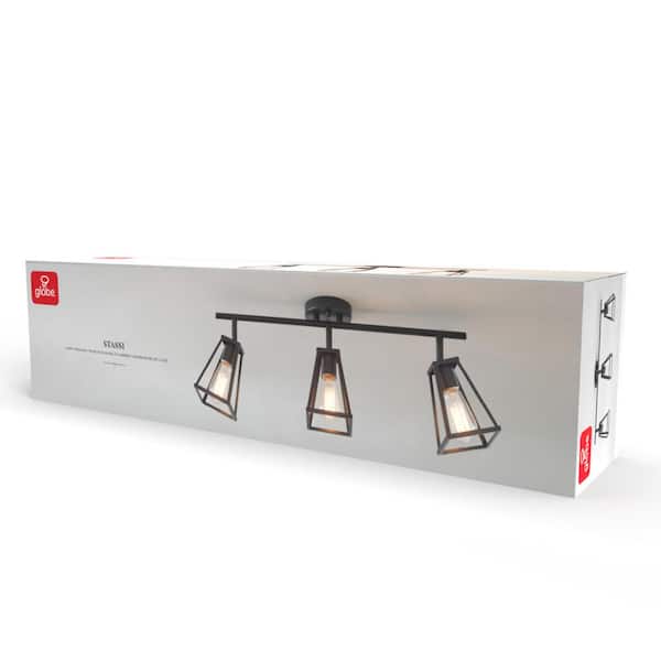 2 ft. 3-Light Matte Black Fixed Track Lighting Kit