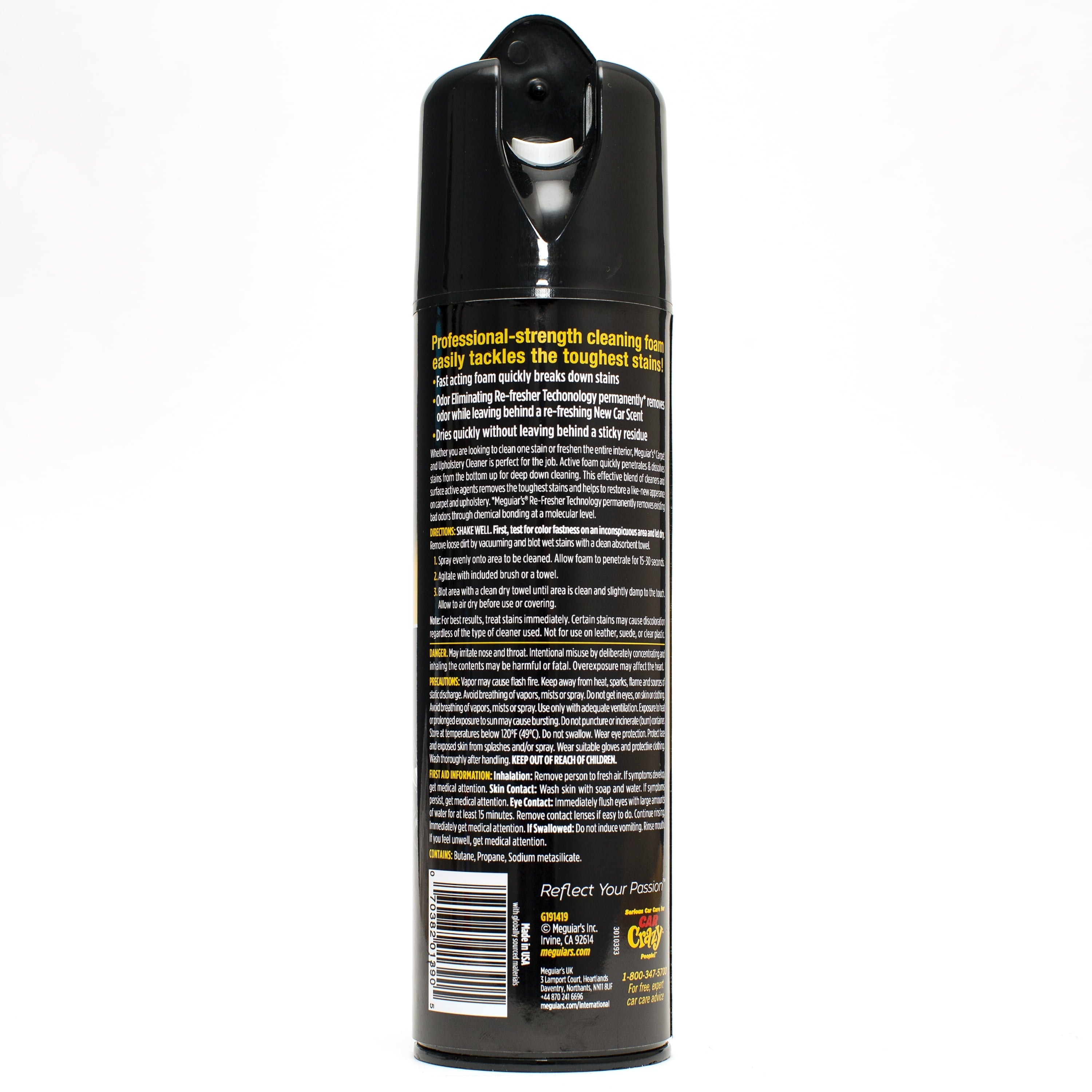Meguiar's Carpet & Upholstery Cleaner, G191419, 19 Oz, Foam Spray