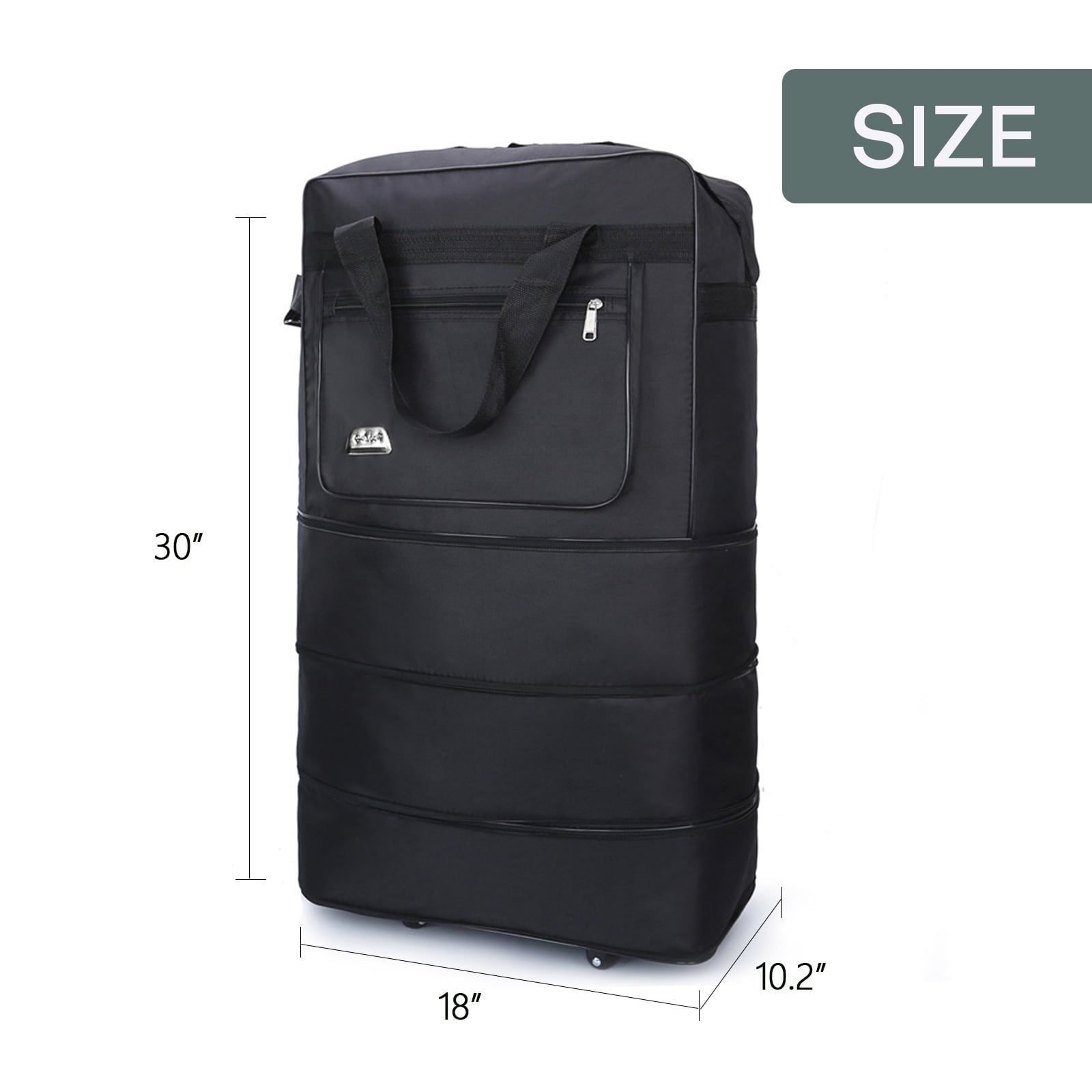 30in 3 Layer Expandable Suitcase Bag Foldable Rolling Wheeled Luggage Handbag Large for Home Storage Travel Business Moving, Black
